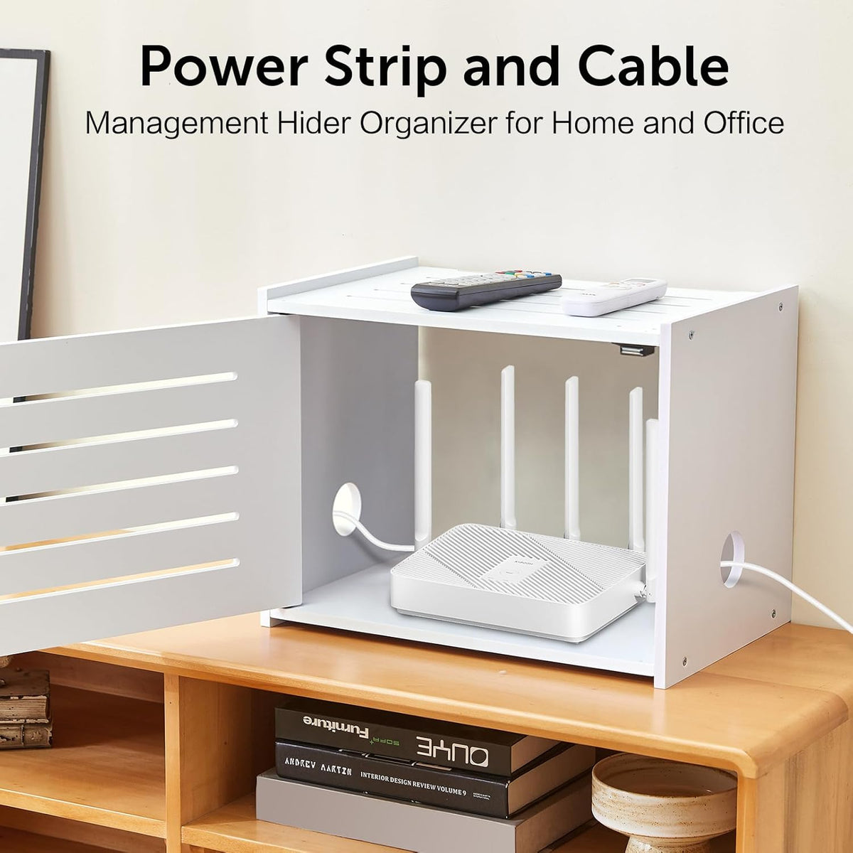 WiFi Router Storage Cabinet, WiFi Box Hider with Cable Management