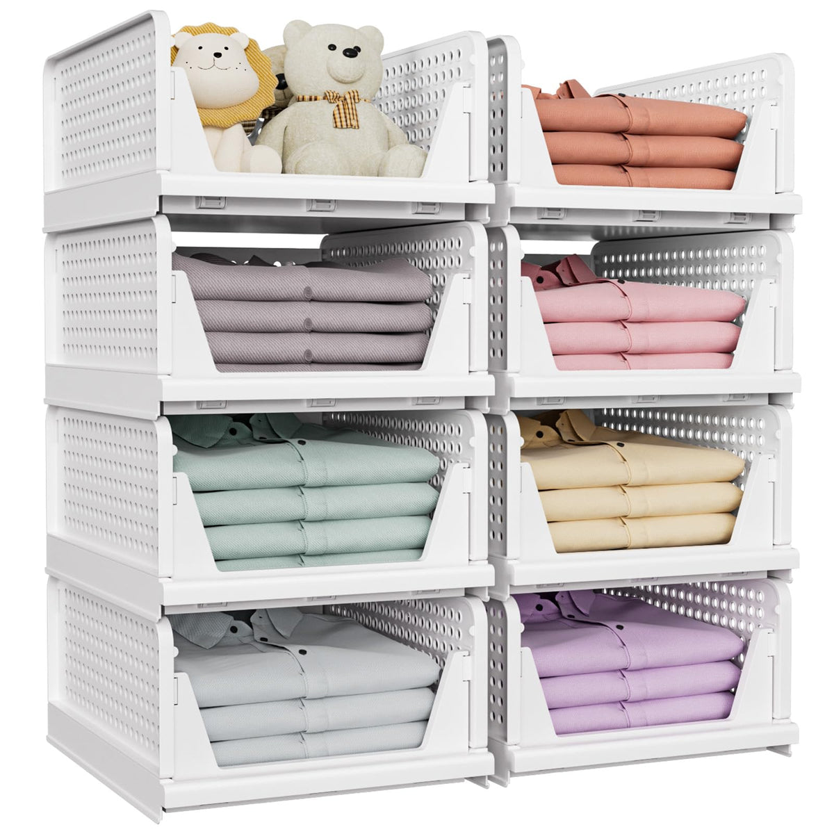 SNSLXH Closet Organizers and Storage, 5 Pack Stackable Closet Bins