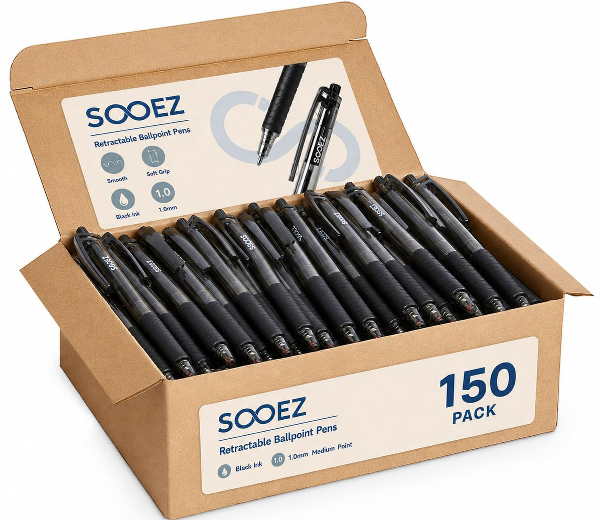 Sooez 60 Pack Bulk Pens Ballpoint, Smooth Writing Pens with Soft Grip