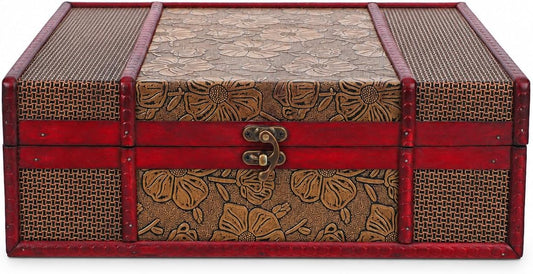 Cabilock Memory Box Wooden Desktop Storage Boxes Wood Treasure Box for Books Jewelry Document Box without Lock (Lotus) Storage Boxes Decorative