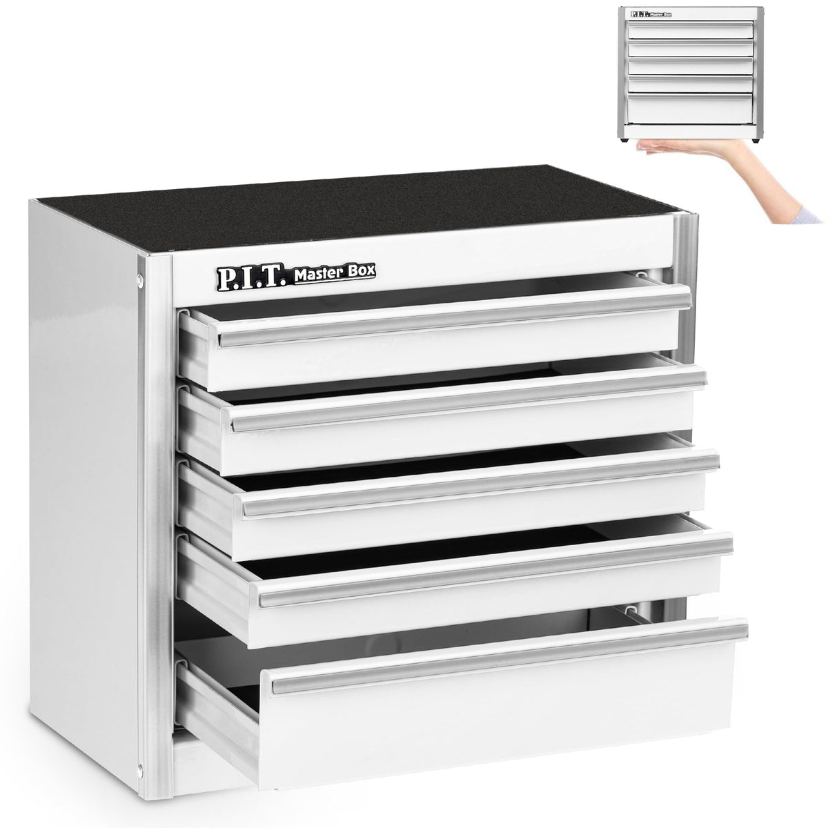 P.I.T. Mini Tool Box,3 Drawers Small Metal Toolbox for Tools Storage,White