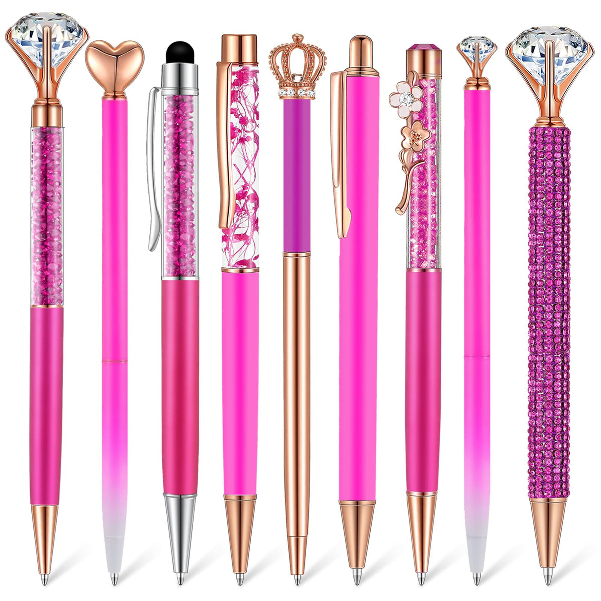 Janmini 9pcs Fancy Ballpoint Pens Glitter Journaling, Dark Blue