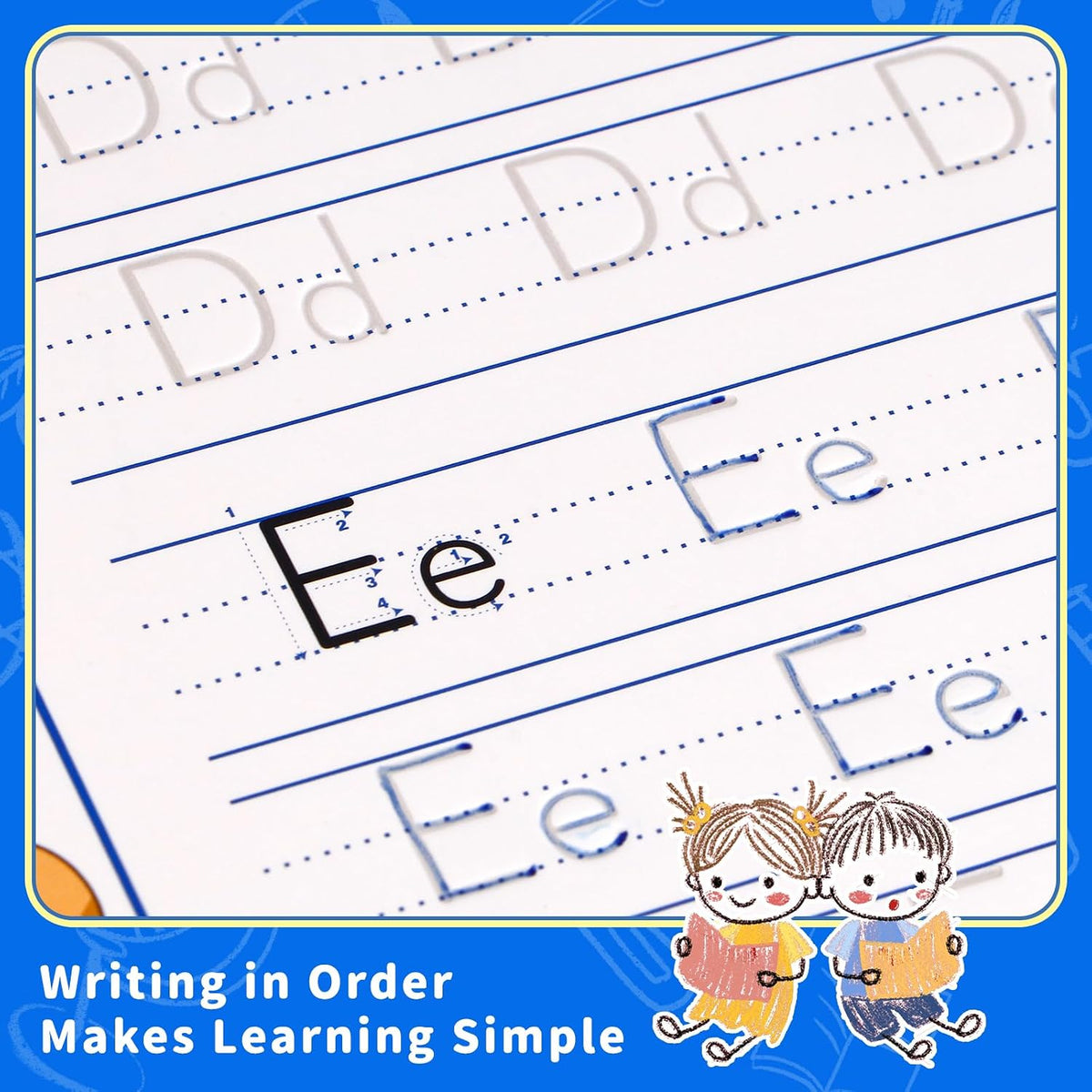 Magic Grooved Handwriting Practice Book for Kids Ages 3-8, Reusable Tracing Workbooks with Auto-Disappearing Ink, Preschool Learning Activities for Toddlers-Gifts for Children