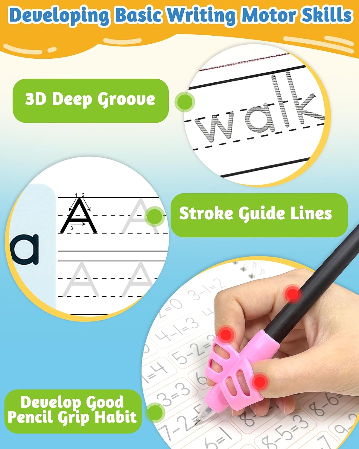 Magic Grooved Writing Practice Activity Books for Kids Age 3-5 6-8