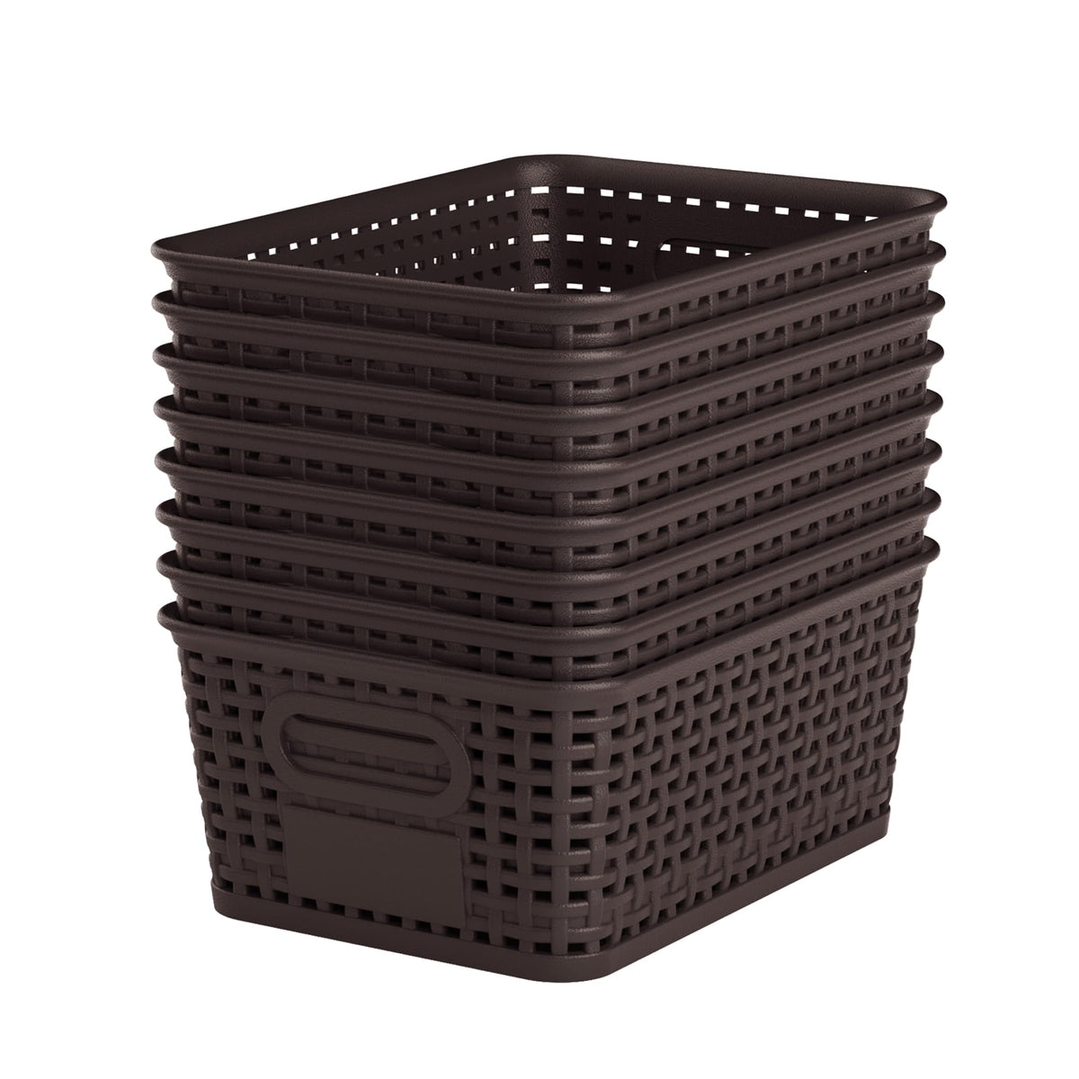 6 Pack Plastic Storage Baskets,Brown bamboo lid storage Box