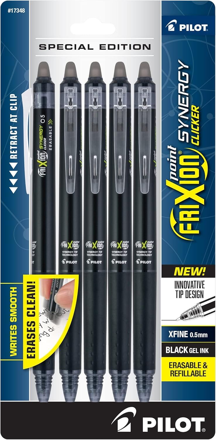 PILOT FriXion Synergy Clicker Erasable Pens, Pack of 10, Assorted Colors