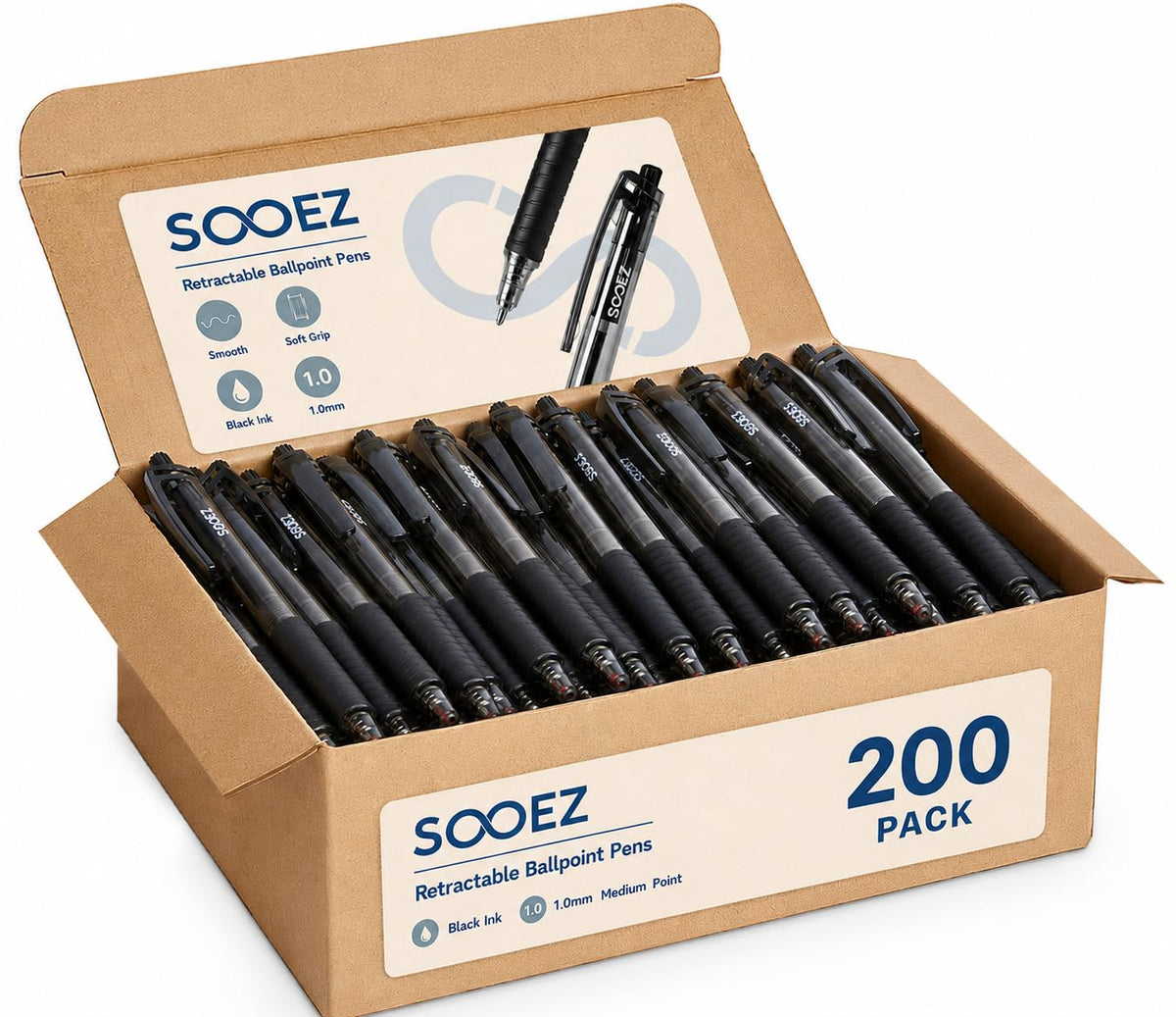 Sooez 60 Pack Bulk Pens Ballpoint, Smooth Writing Pens with Soft Grip