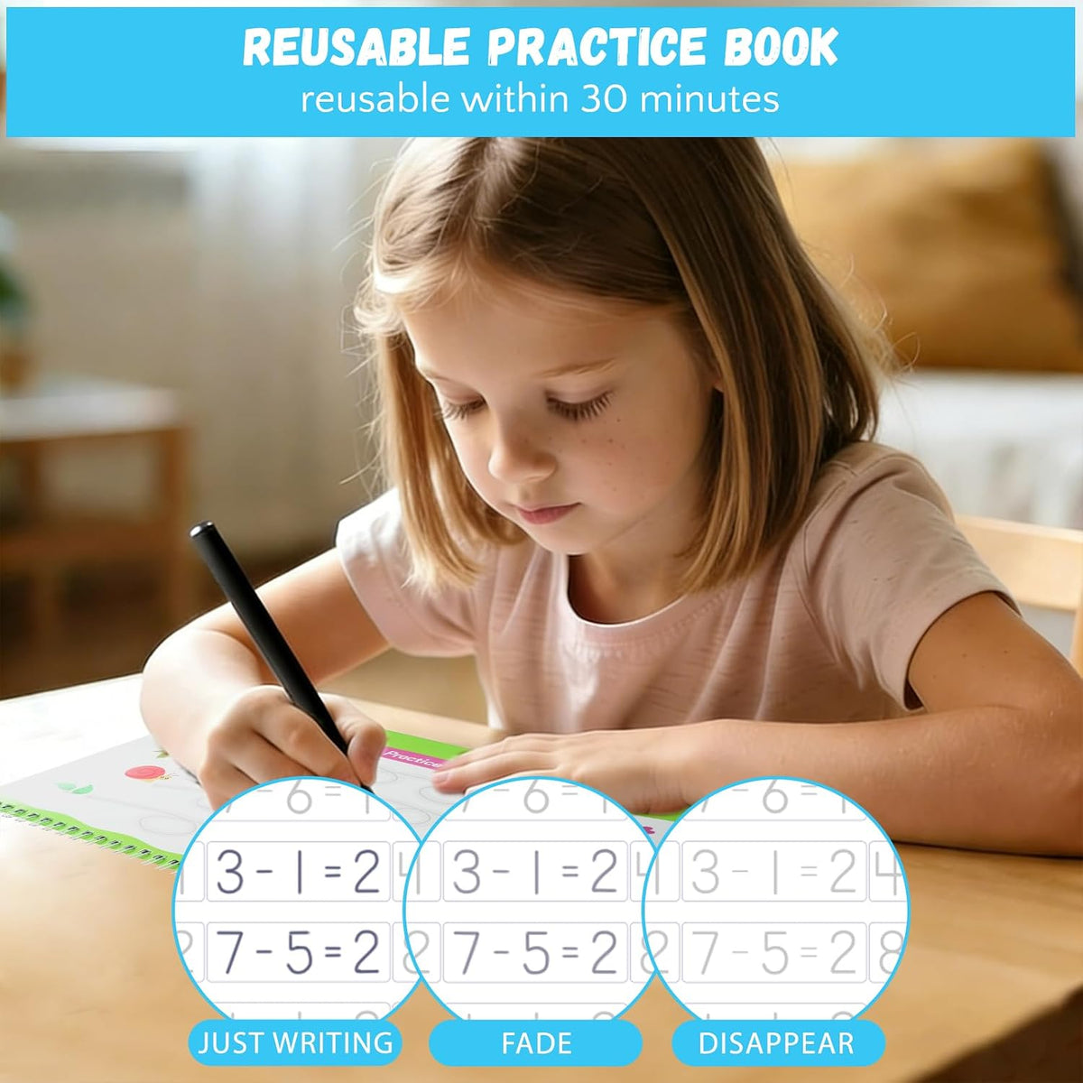Magic Grooved Writing Practice, 8 Reusable Handwriting Books for Kids 3-8