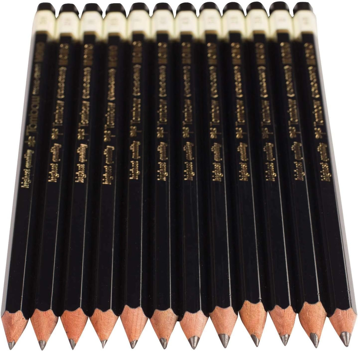 Tombow 51523 MONO Drawing Pencil Set, Assorted Degrees, 12-Pack. Professional Quality Graphite Pencil Set with Eraser and Sharpener