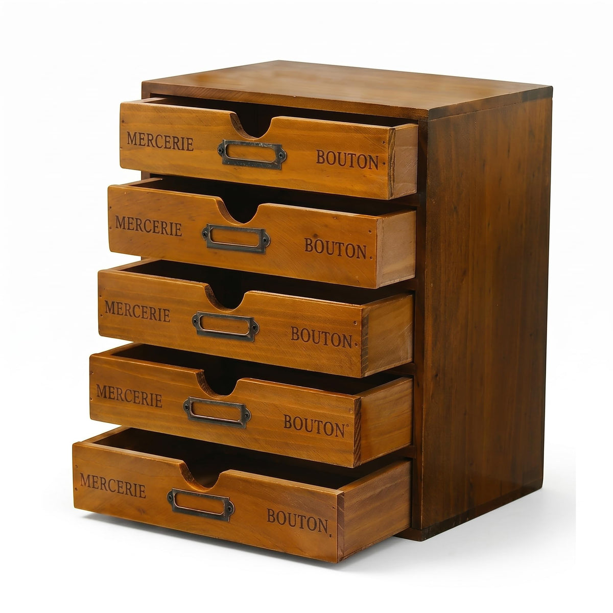 Modular Stackable Apothecary Cabinet 4 Drawer Desk Organizer - Retro Library Card Catalog Wood Storage Box - Organize Stationery, Thread Embroidery, Sewing, Crafts, Junk Drawer & Supplies Countertop