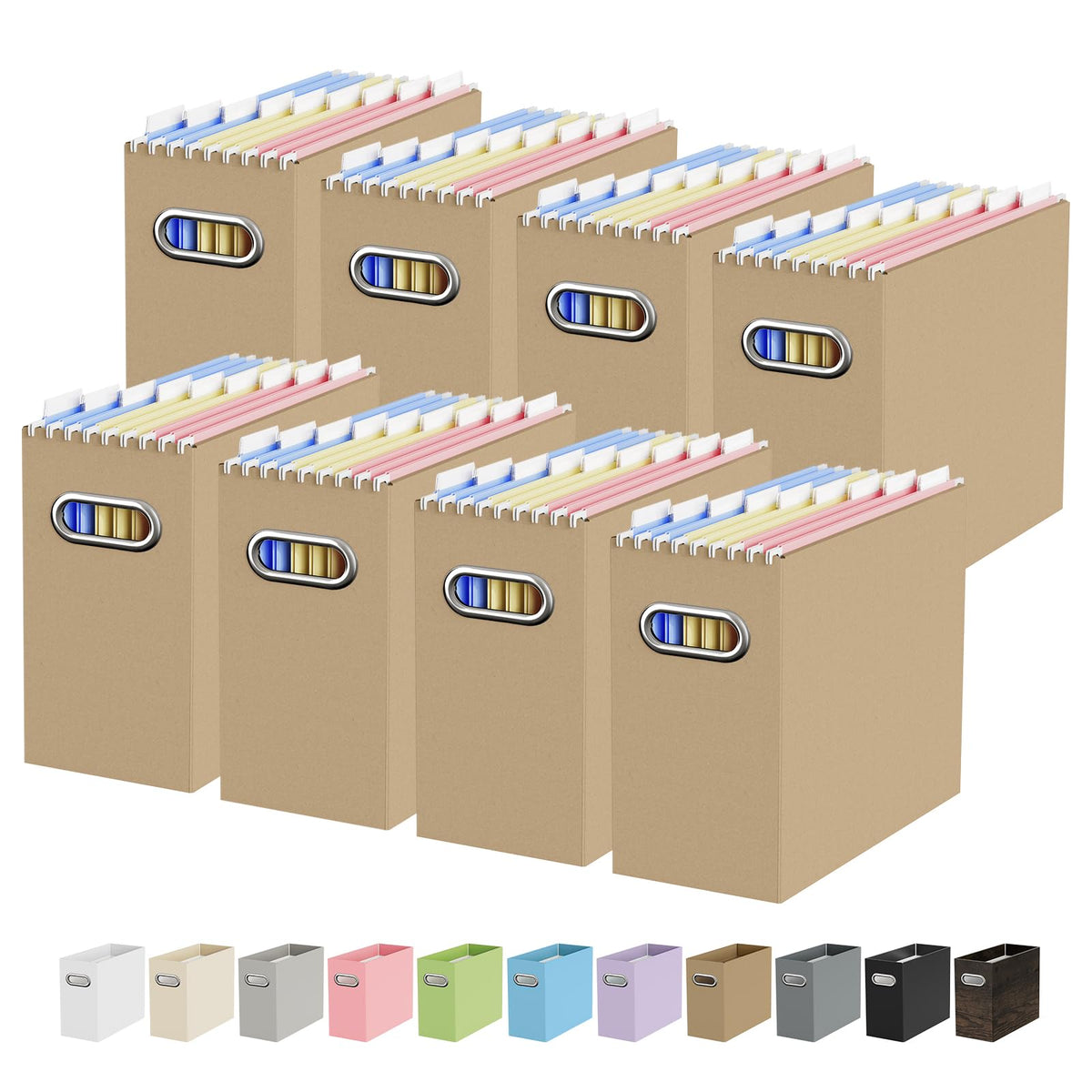 Oterri Portable Collapsible Cardboard File Box with Handle for Letter-Size