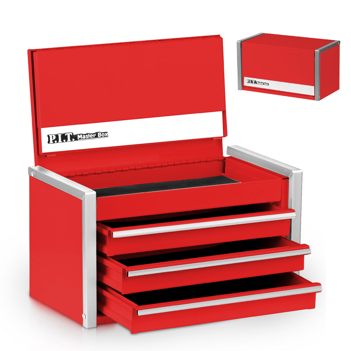 P.I.T. Mini Tool Box,3 Drawers Small Metal Toolbox for Tools Storage,White