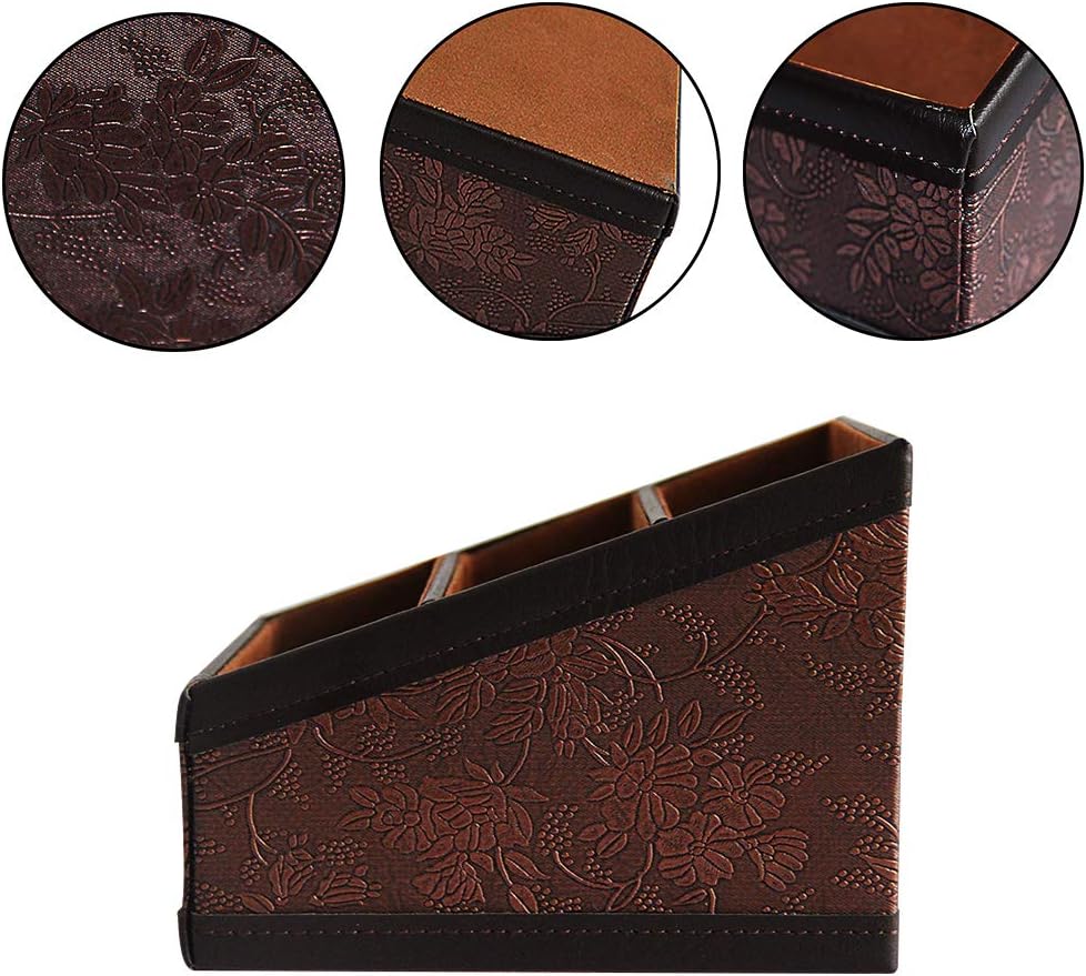 PU Leather Remote Control Holder Storage Container for TV Remote Phone Caddy Eyeglasses