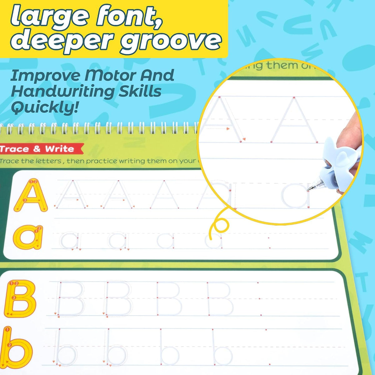 Magic Grooved Writing Practice Books for Kids 3-5, Kindergarten Workbooks