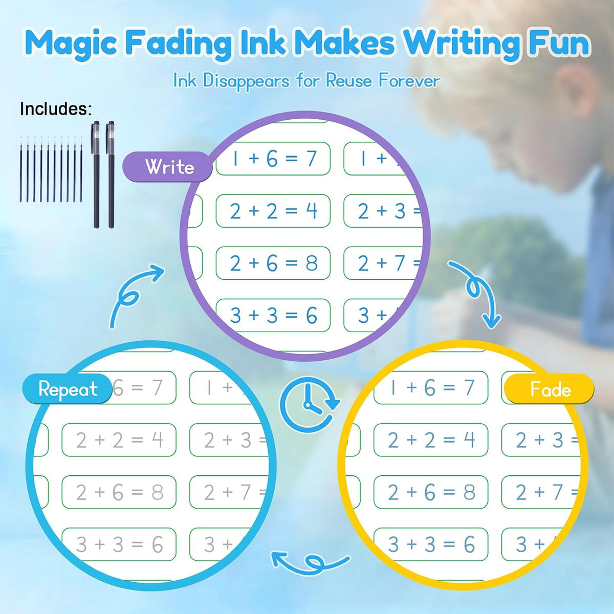 Magic Grooved Writing Practice Books, Reusable for Kids Ages 3-8