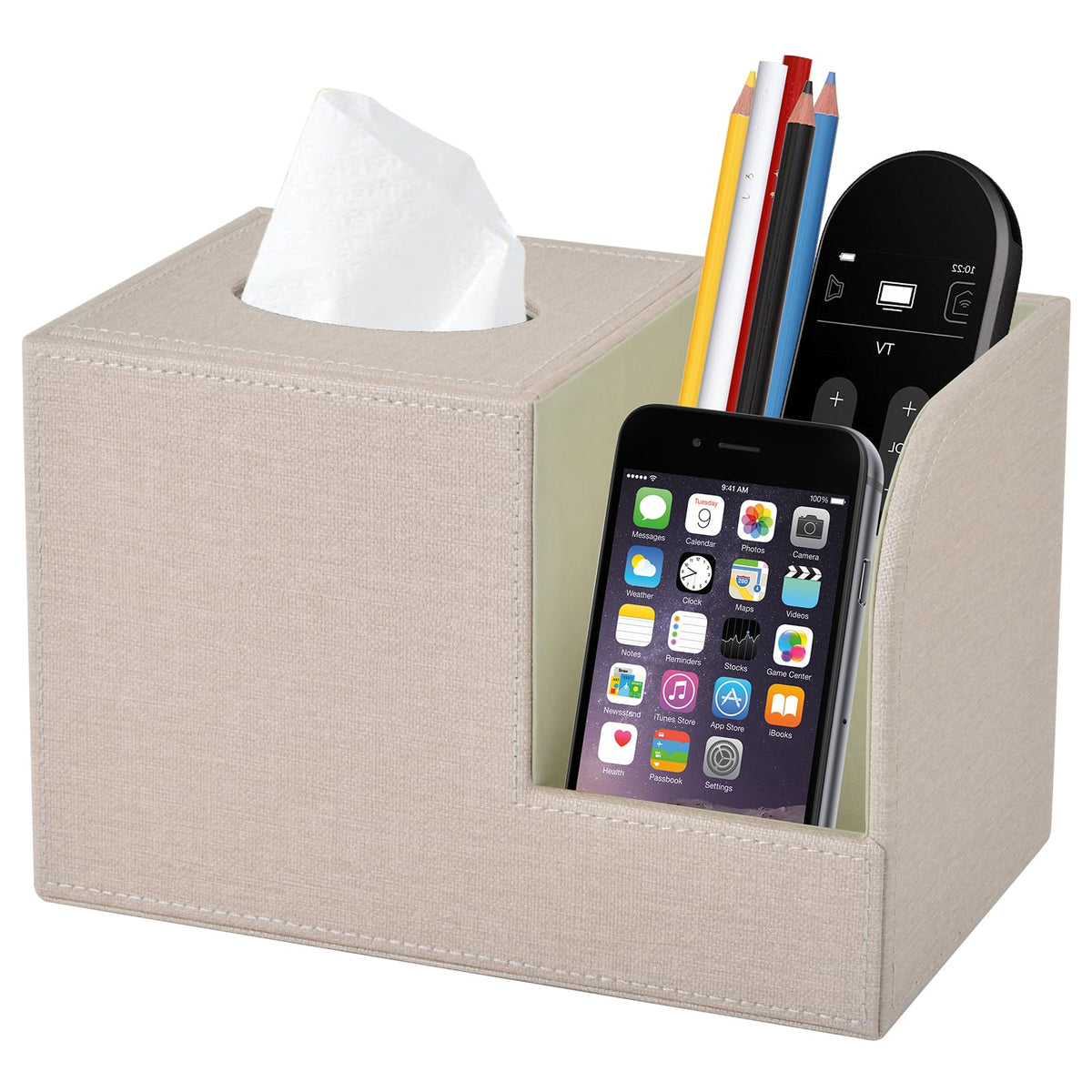 PU Leather Tissue Box Cover Square Tissue Holder Tissues Box Organizer with 2 Compartment,Remote Control Holder,Multifunctional Decorative Tissue Box Covers Cube,Home Office Desktop Storage Box,Retro