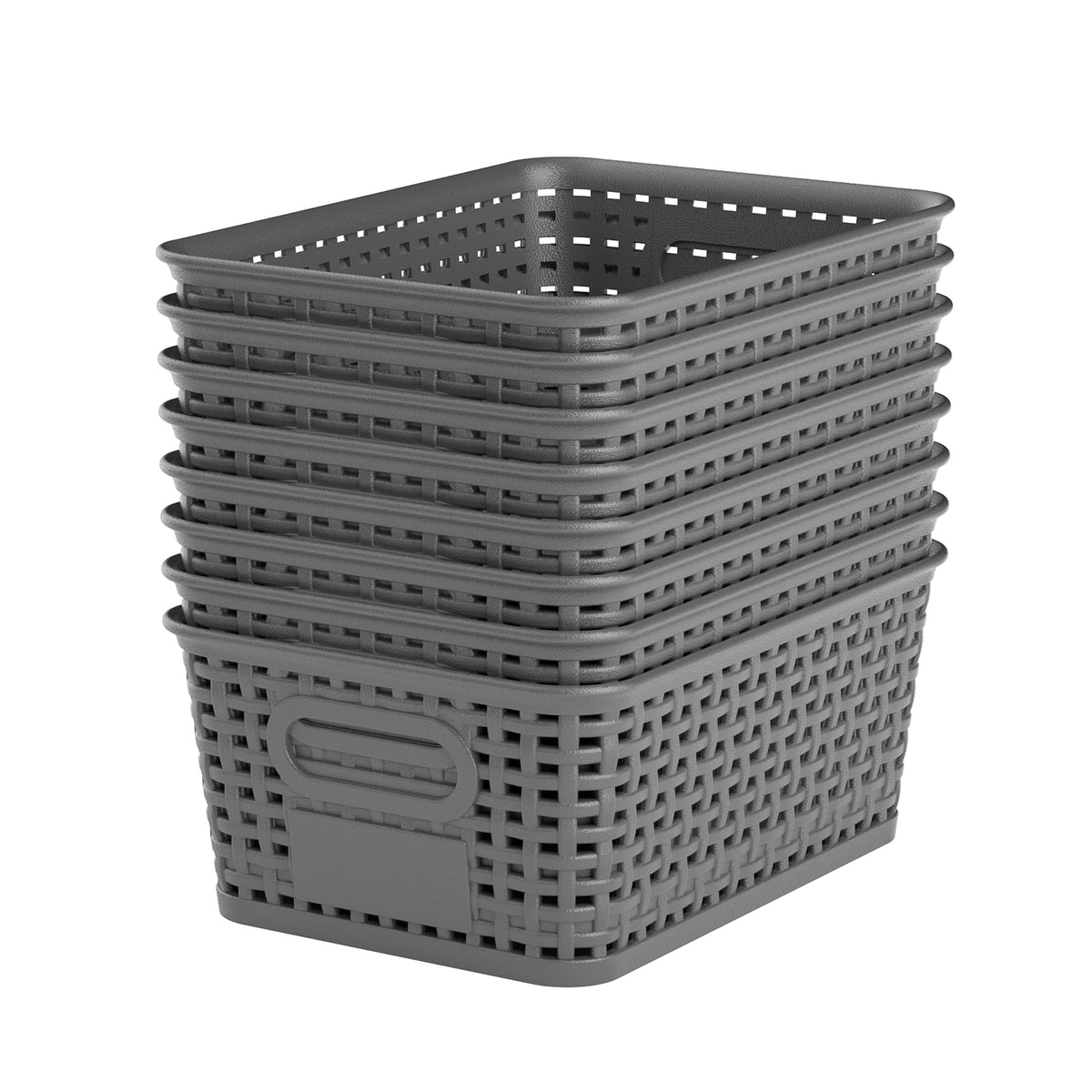 6 Pack Plastic Storage Baskets,Brown bamboo lid storage Box
