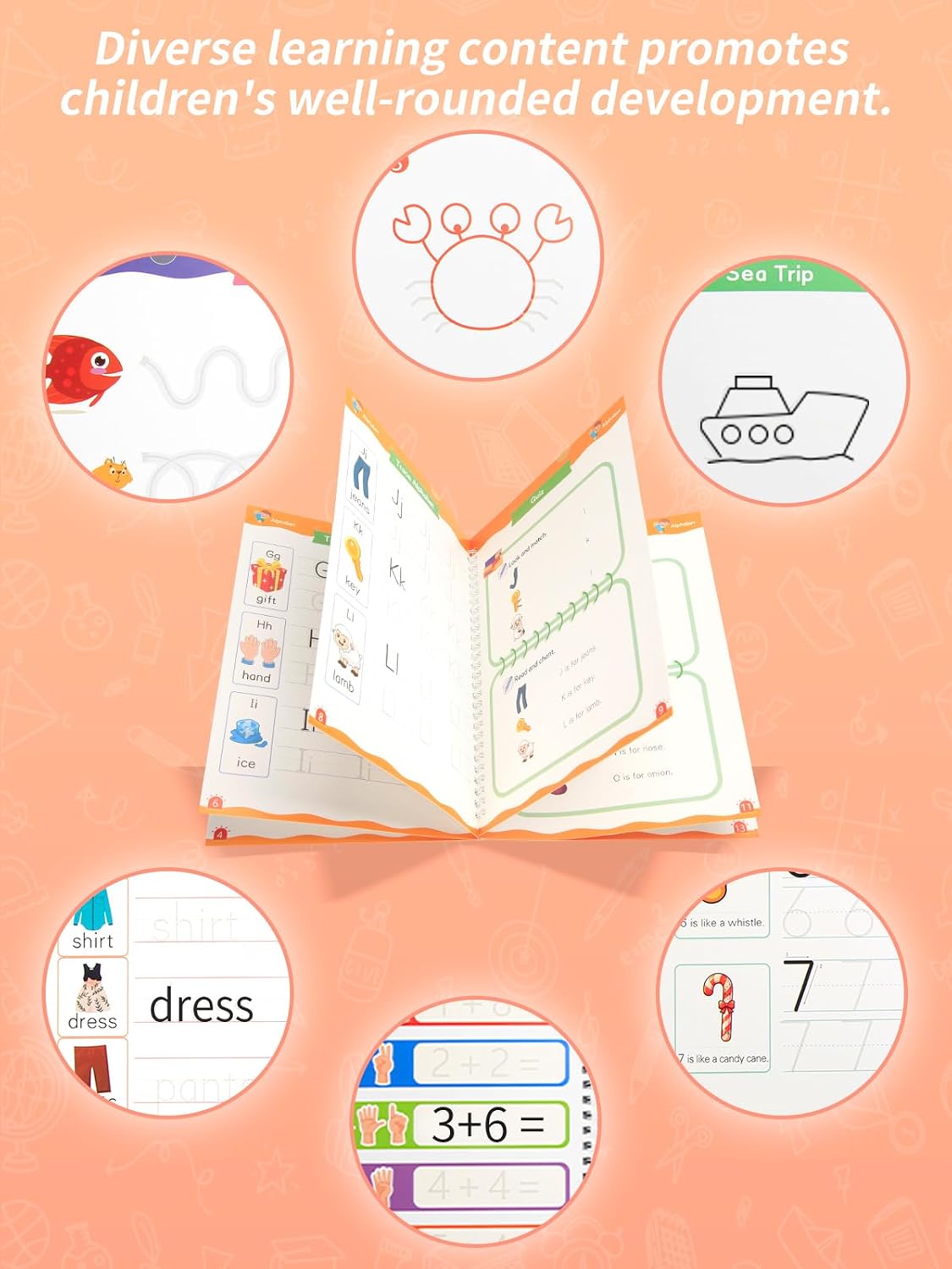 Magic Grooved Writing Practice for Kids Ages 3-8, Reusable Workbooks