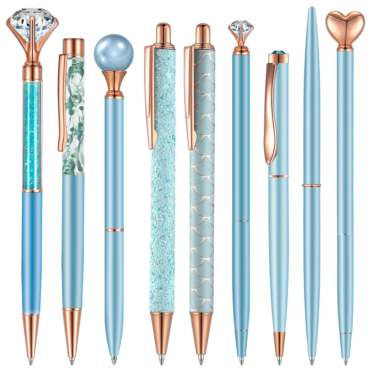 Janmini 9pcs Fancy Ballpoint Pens Glitter Journaling, Dark Blue