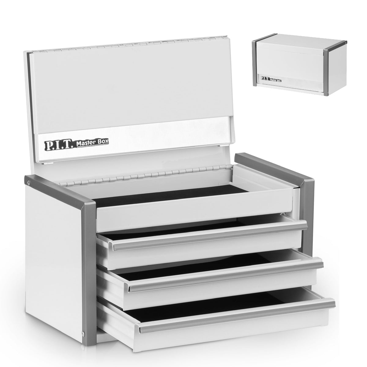 P.I.T. Mini Tool Box,3 Drawers Small Metal Toolbox for Tools Storage,White