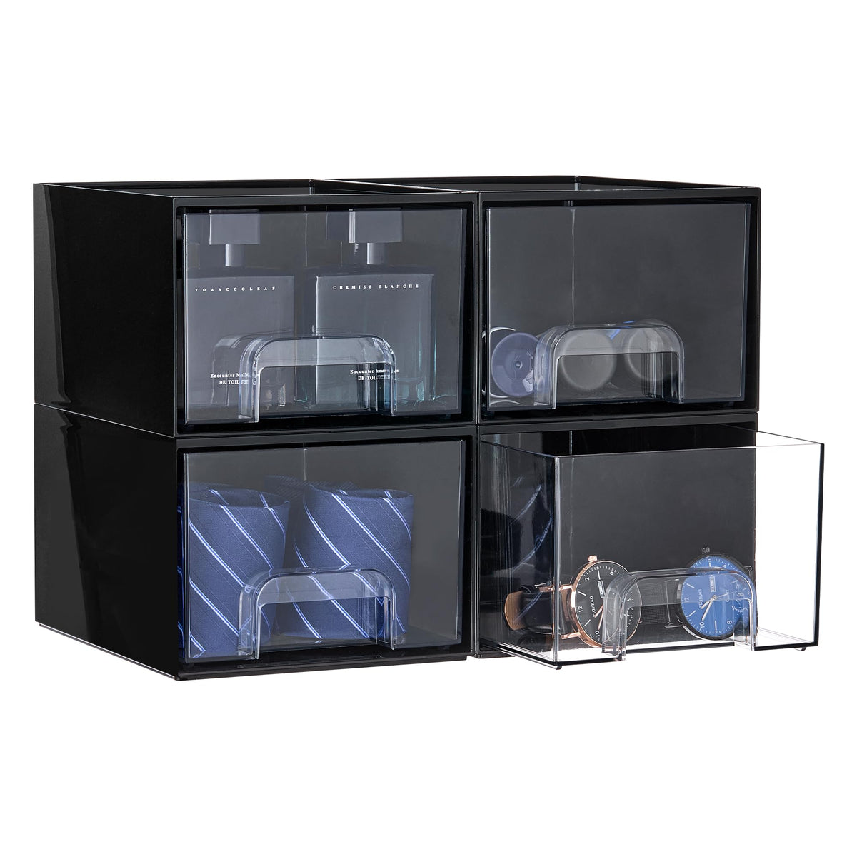 Vtopmart Black Small Stackable Storage Drawers for Cologne Organizer