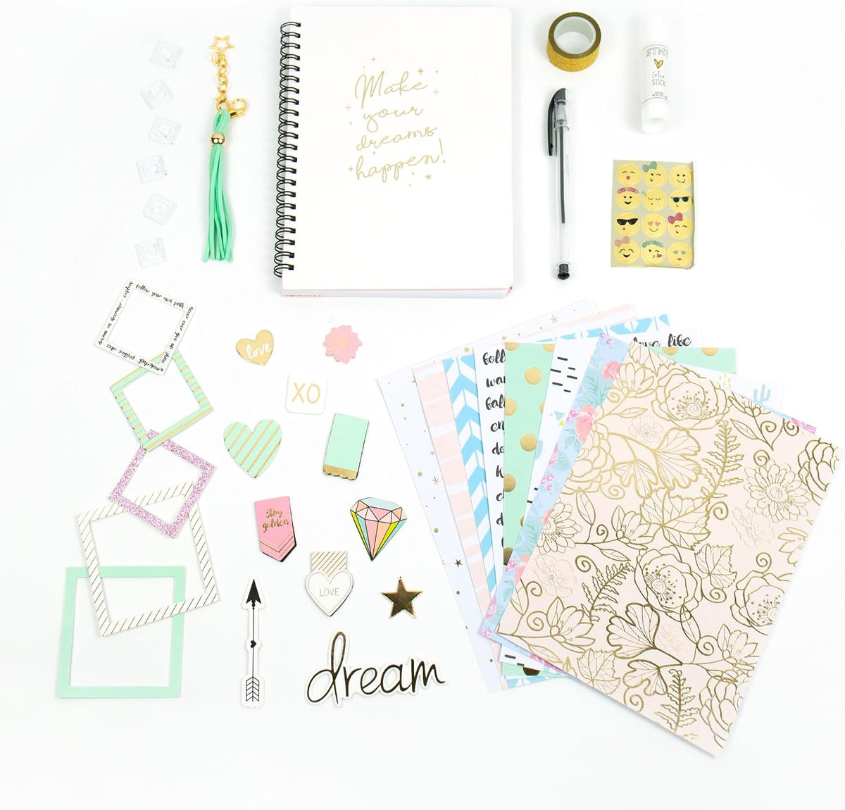 STMT D.I.Y.Journal Set, Stationary Kit with Notebook for Writing and Drawing, DIY for Girls Ages 8+, Dreamers Become Doers