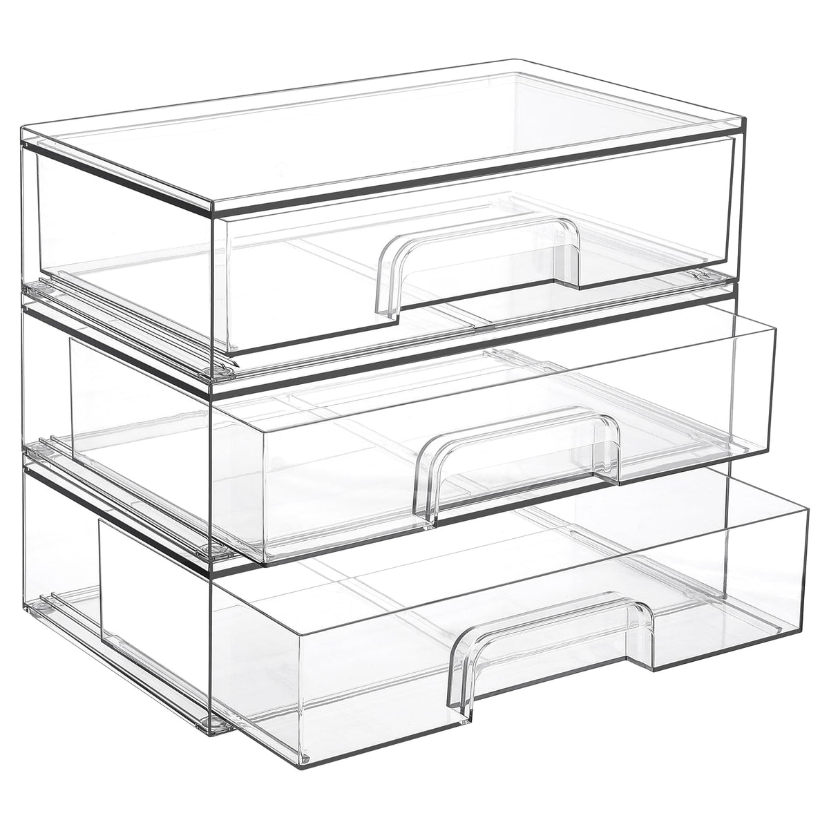 Vtopmart Clear Stackable Storage Drawers, 4 Pack Tall Plastic Organizers