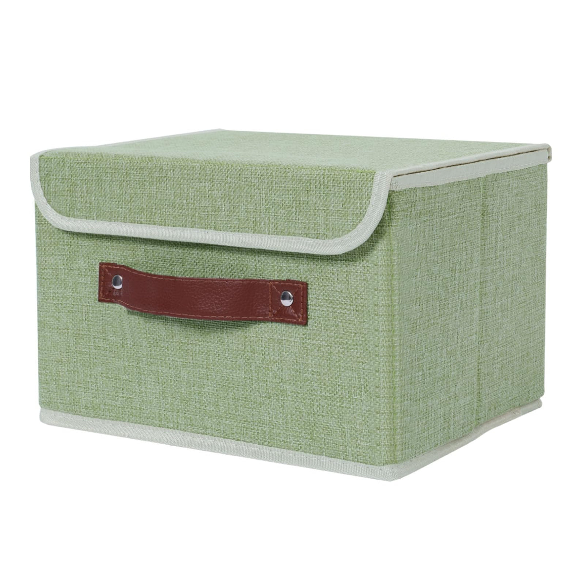 ANMINY Fabric Storage Box Bins with Lids, Green, 10"x8"x7"