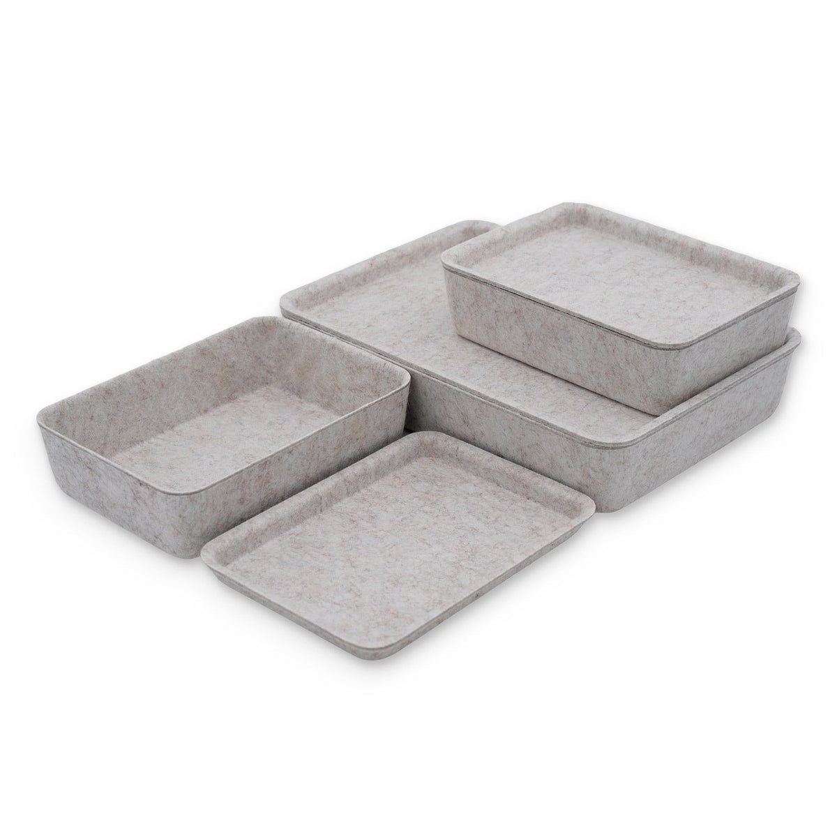 Welaxy 3-Piece Stackable Lidded Felt Desk Drawer Organizer Tray Multi-Color