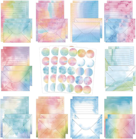 FUNCLASS 160 Pcs Watercolor Stationery Set Letter and Envelopes