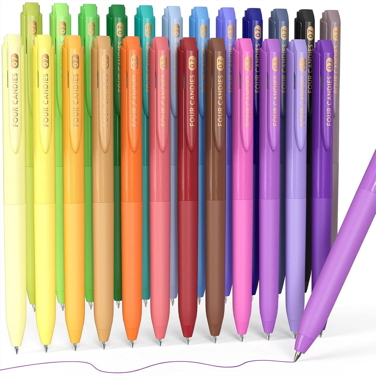 Four Candies Quick Dry Ink Colorful Pens Set, 24 Colors
