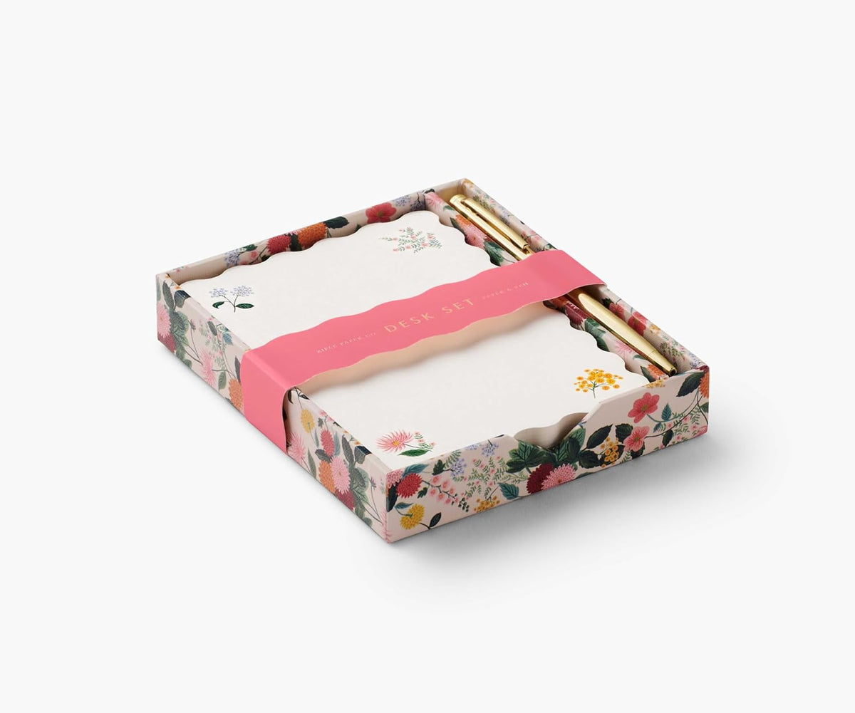 RIFLE PAPER CO. Dahlia Note Writing Set, Pretty Desktop Stationery Box