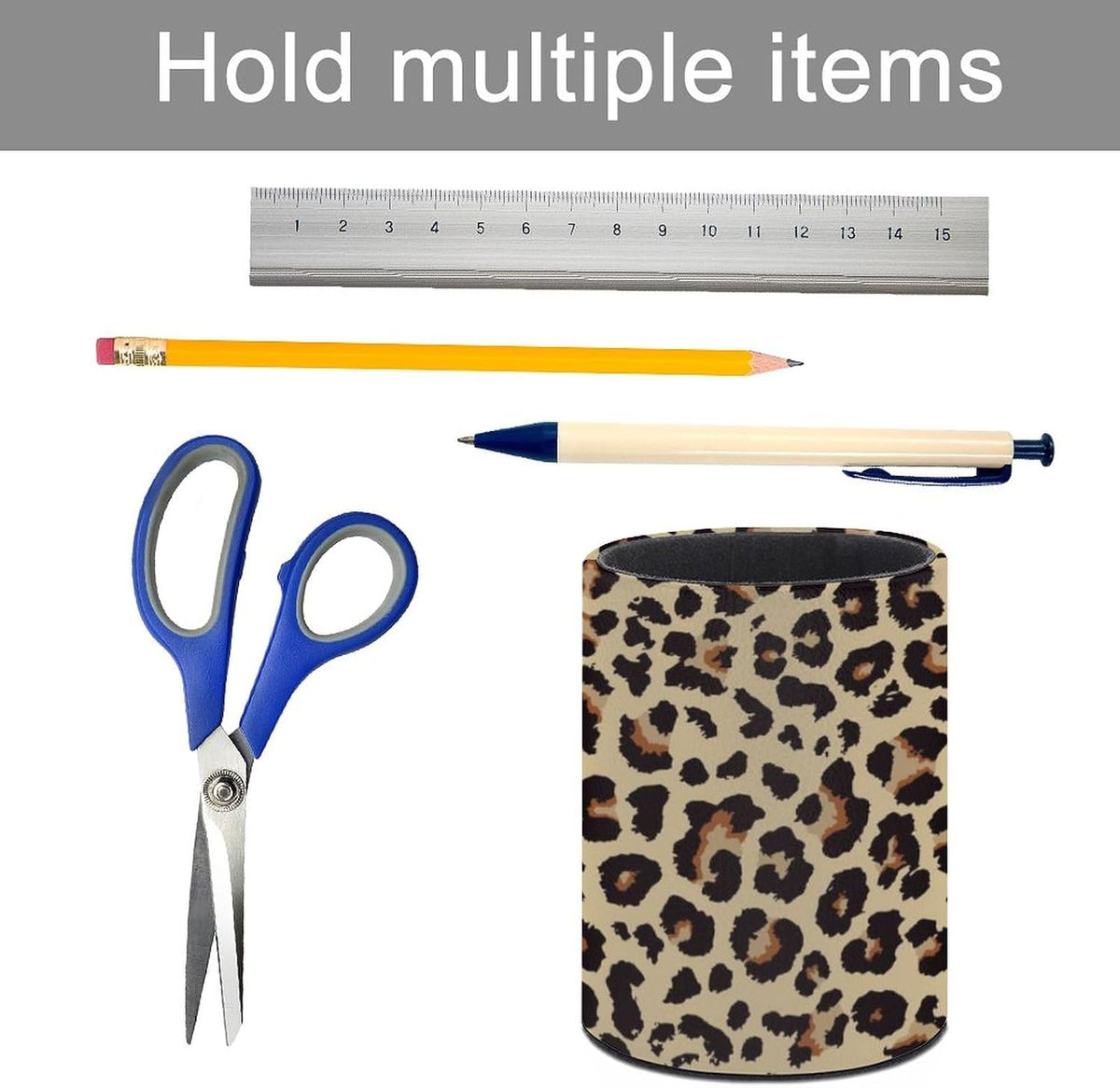 Leopard Print Pen Holder Pencil Cup for Desk Organizer