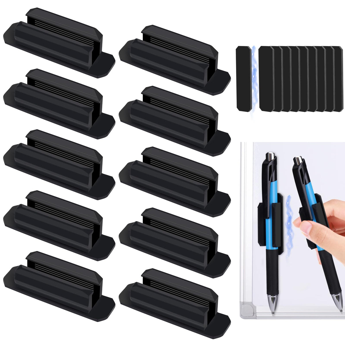 AIERSA Pencil Holder for Desk,10Pcs Pen Holders for Classroom Clipboard Attachment,Silicone Adhesive Pencil Holder for School Student Kids Desk Teacher Office Accessories