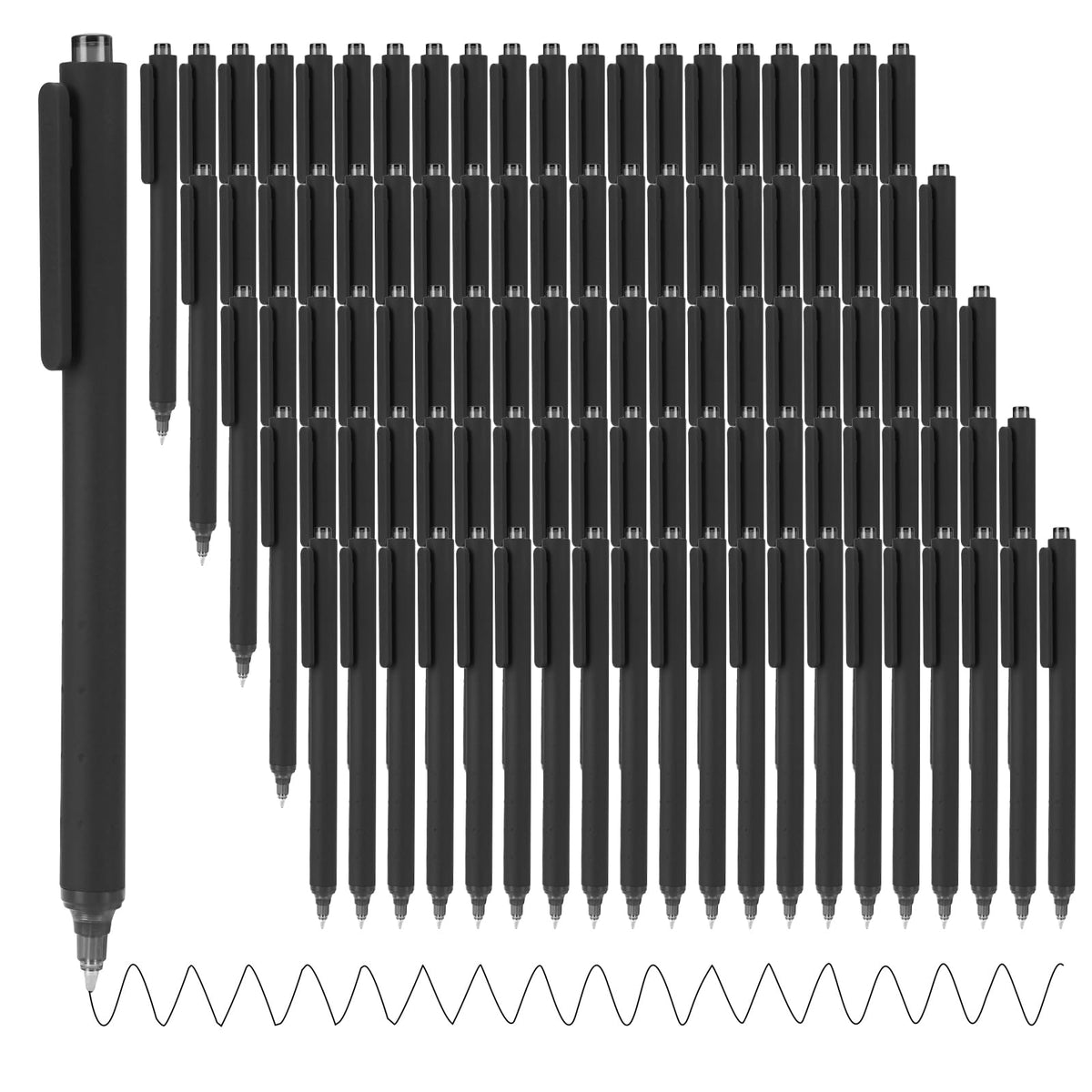 WY WENYUAN 100 Pcs Black Pens Bulk, 1.0mm Bold Point Quick Drying Ballpoint Pens, Retractable Bulk Pens for Smooth Writing, Ideal for School, Office, Journaling, Note Taking and Correction