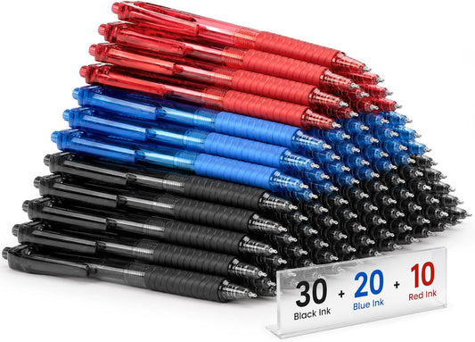 Sooez 60 Pack Bulk Pens Ballpoint, Smooth Writing Pens with Soft Grip