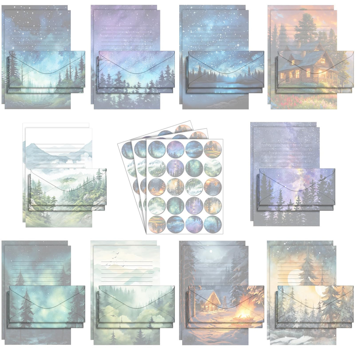 TaoBary 160 Pcs Vintage Floral Stationery Paper and Envelopes Set