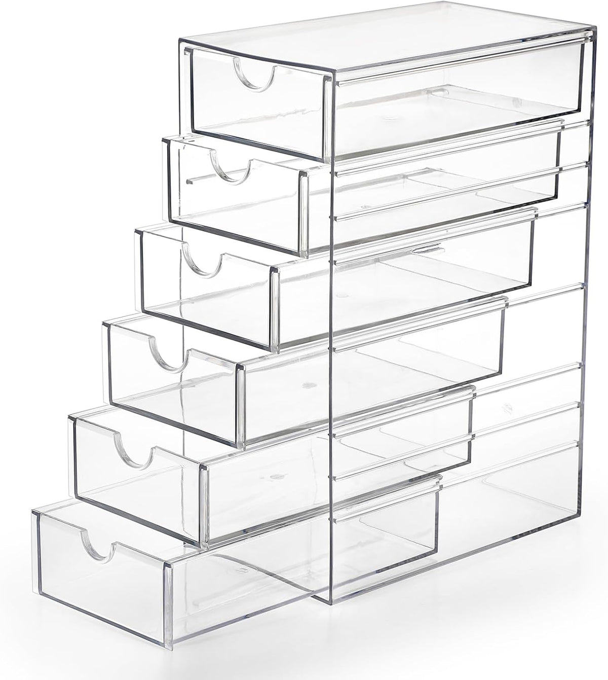 Hipiwe Plastic Drawer Organizer Desktop Storage Box with 6 Pull Out Drawers