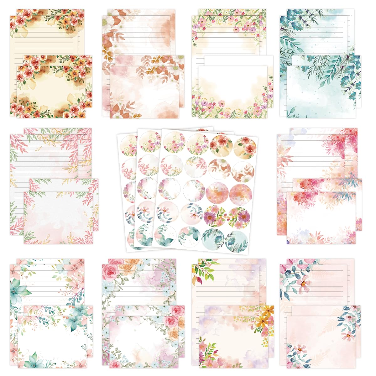 FUNCLASS 160 Pcs Watercolor Stationery Set Letter and Envelopes