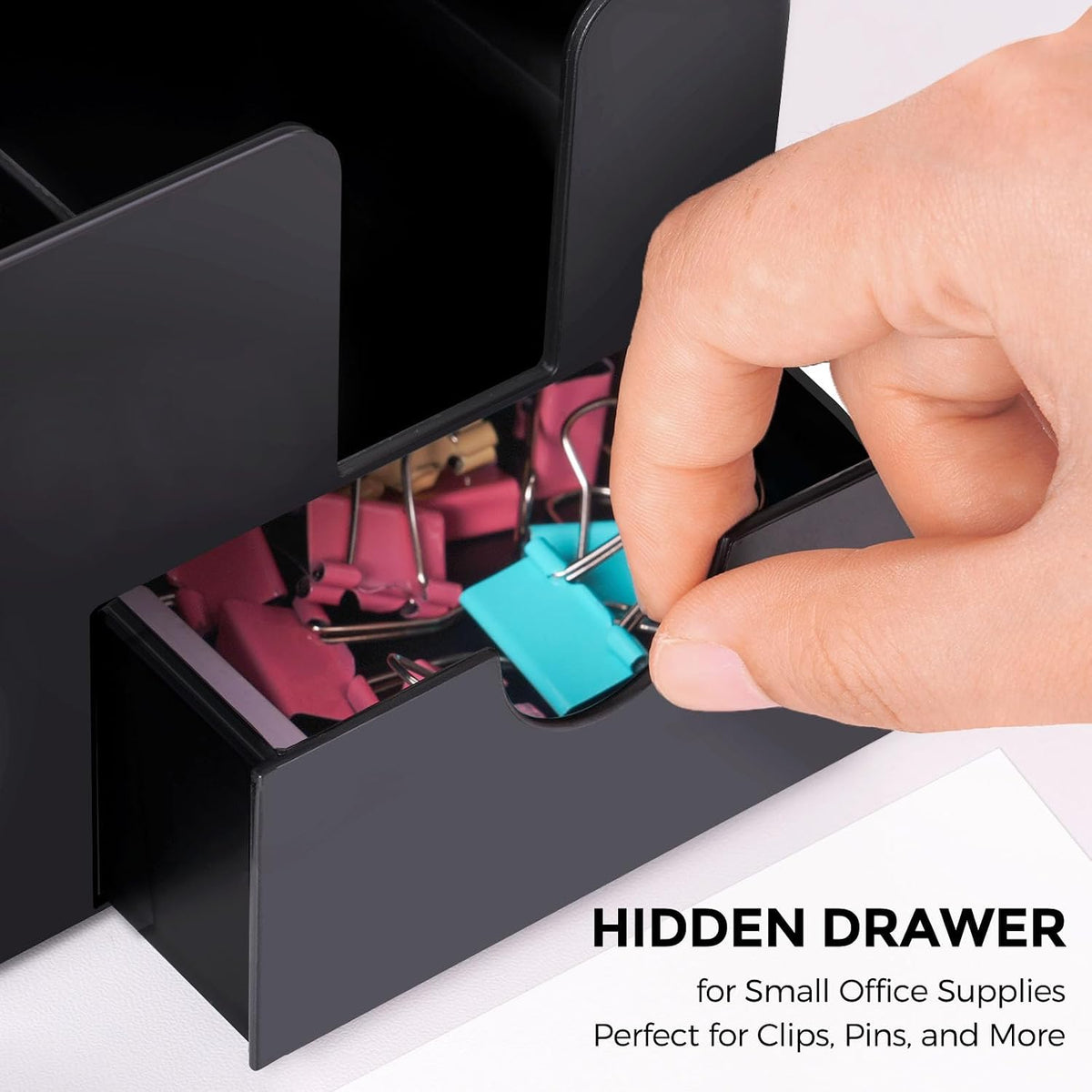 SKYDUE Small Desk Organizer with Sticky Notes Holder,Pen Holder for Desk