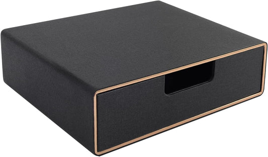 Stackable Organizer Drawer PU Leather Classic Handmade,Organize Home Office Desk Accessories and Sort Letter-Size Paper/a4 Document,Desk Caddy with Drawers Storage Box,13.1x10x3.7inches,Black