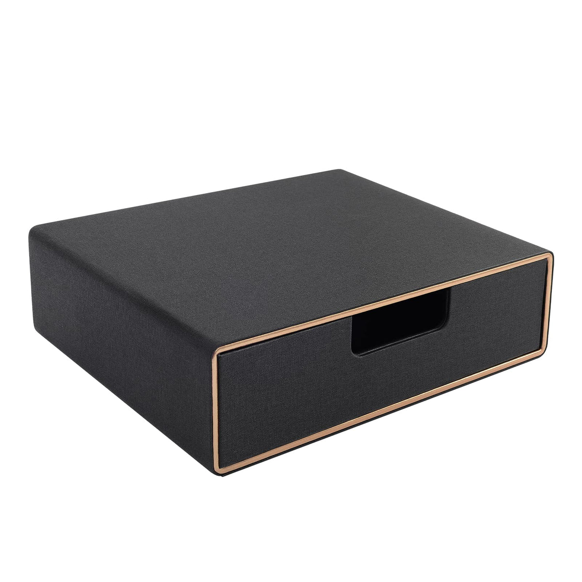 Fashion Multicolor Collocation Leather Desk Organizer File Cabinet Executive Office Supplies Desktop Filing A4 Contract Document Stackable Storage Box with 3 Drawers (Black)