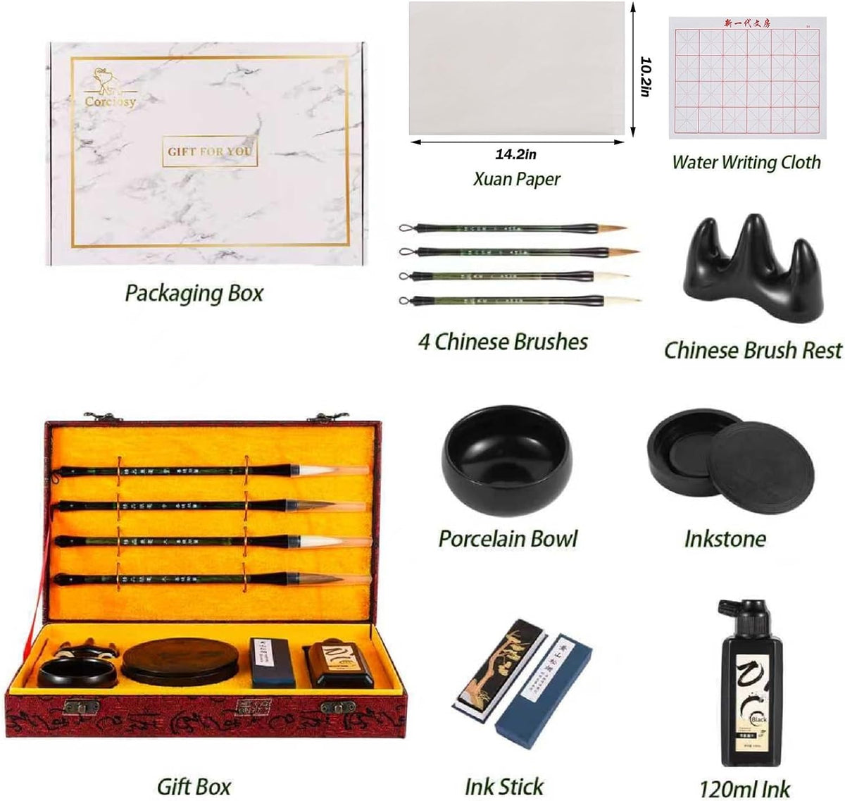 Chinese Calligraphy Set Japanese Calligraphy Kit for Beginners-Red