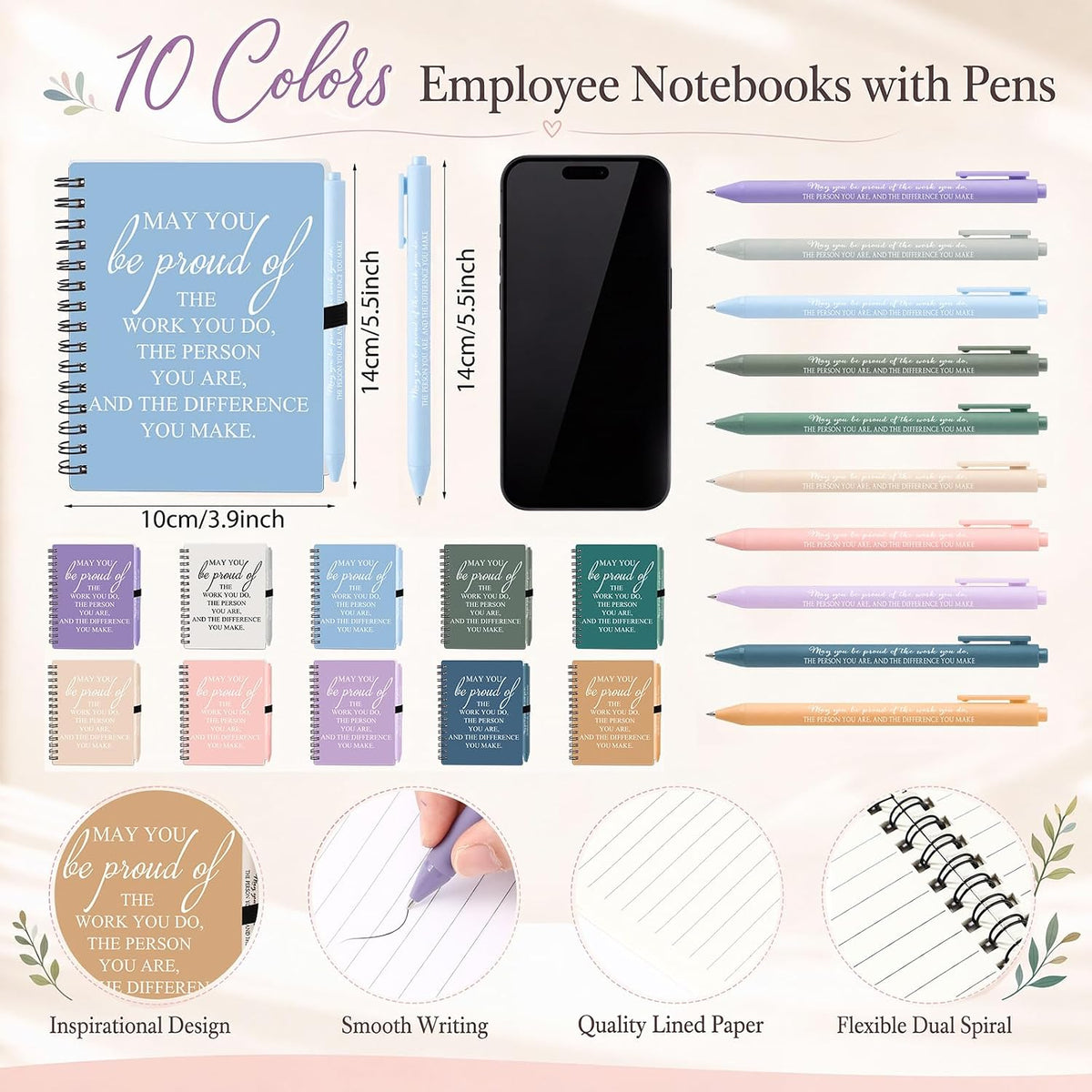 Honoson 30 Sets/60 Pcs Employee Notebook Pen Gifts, Vibrant Color