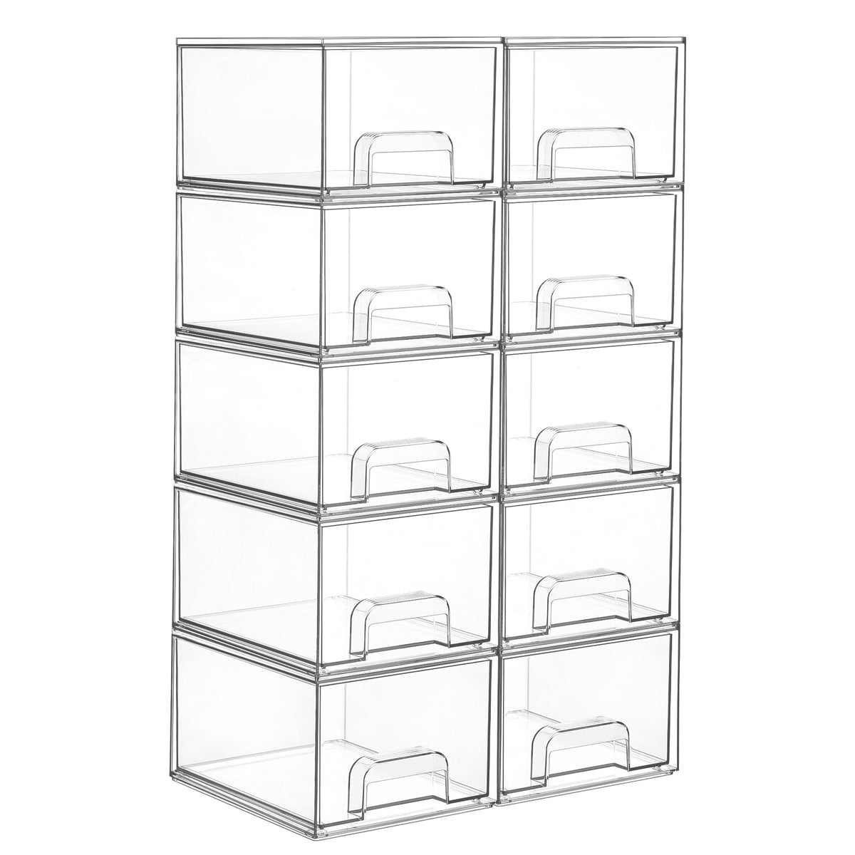 Vtopmart Clear Stackable Storage Drawers, 4 Pack Tall Plastic Organizers