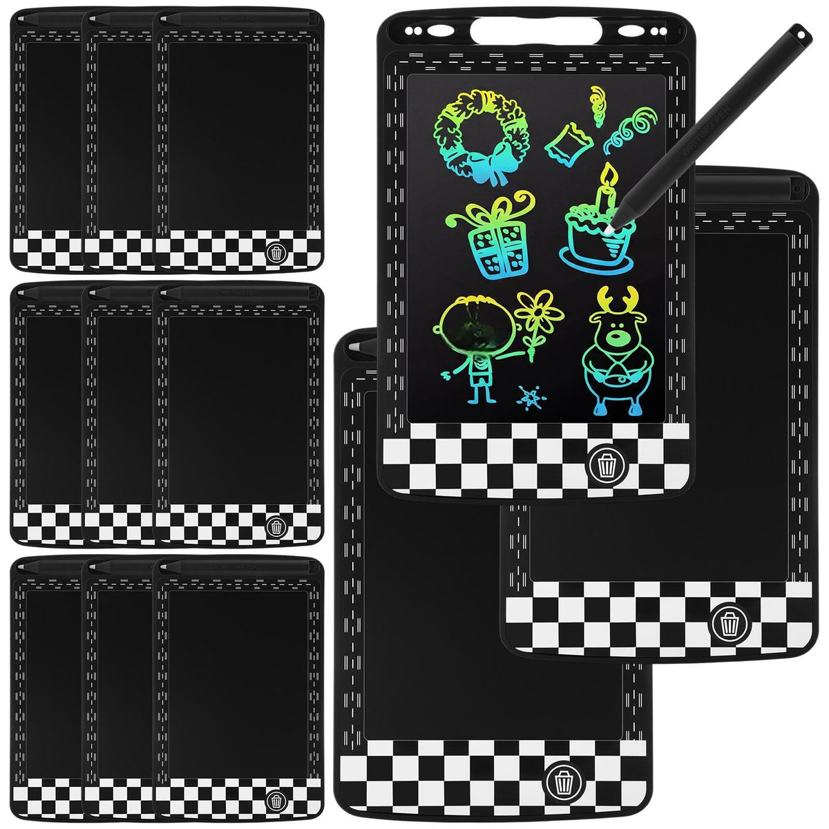 Tinlade 12 Pcs Racing LCD Writing Tablet for Kids 6.5 Inch Colorful Doodle Board Bulk Electronic Drawing Pad Erasable Reusable Party Supplies for Boys Girl Birthday Party Bags Educational