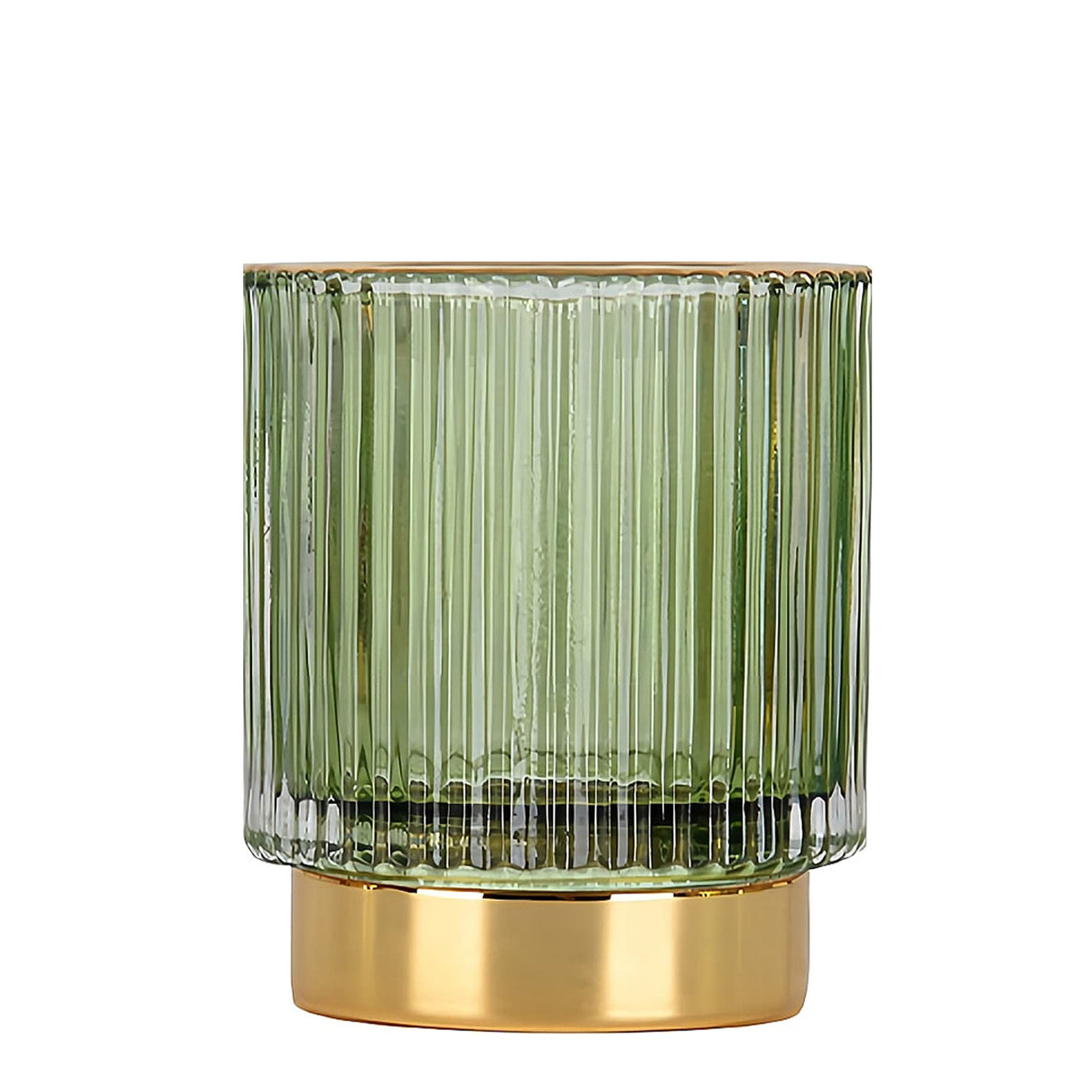 DASITON Makeup Brush holder Organizer,Crystal Cosmetic Makeup Brush Glass Brushes Storage Holder, Vintage Make Up Brush Cup Pen Pencil Holder striped vase(Green L)