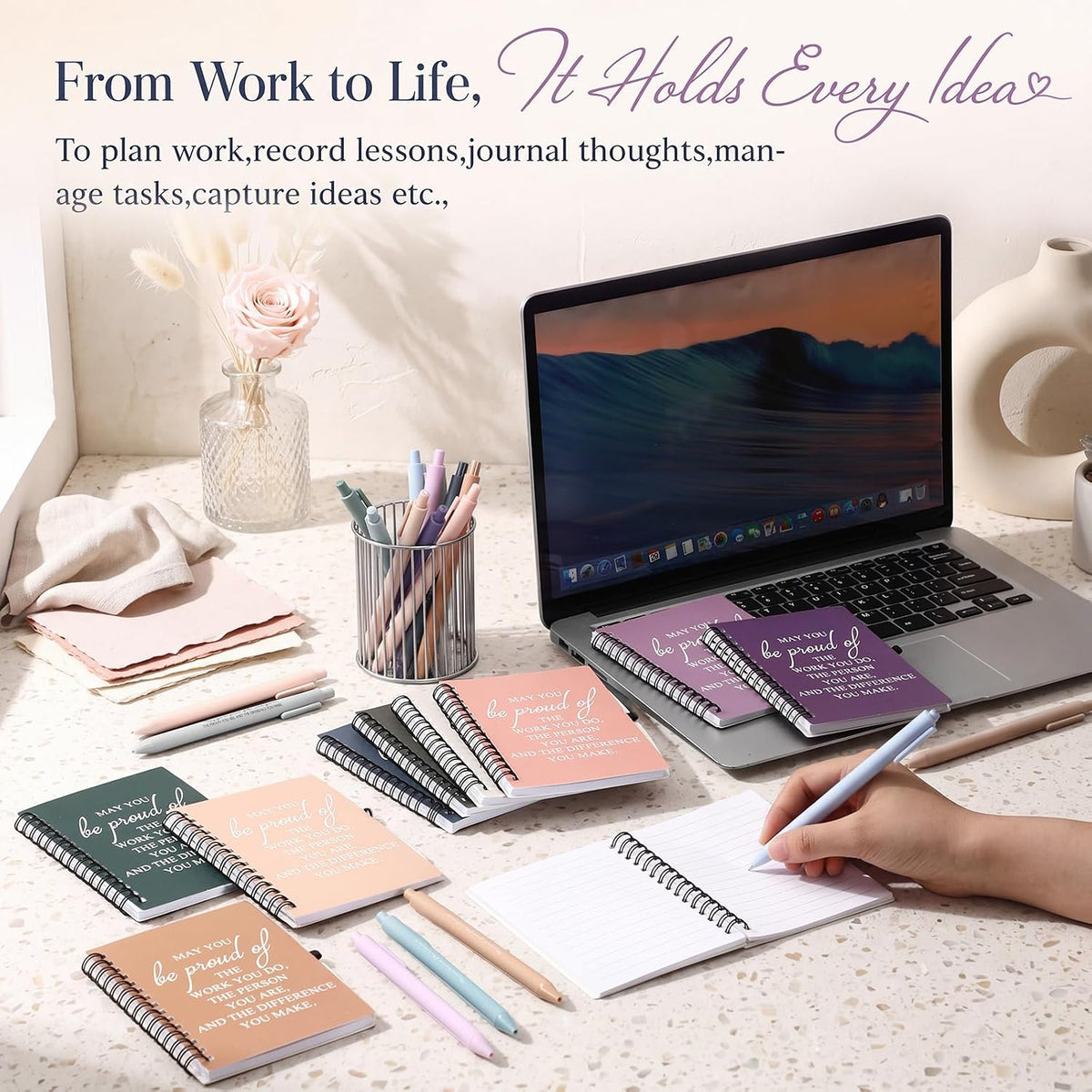 Honoson 30 Sets/60 Pcs Employee Notebook Pen Gifts, Vibrant Color