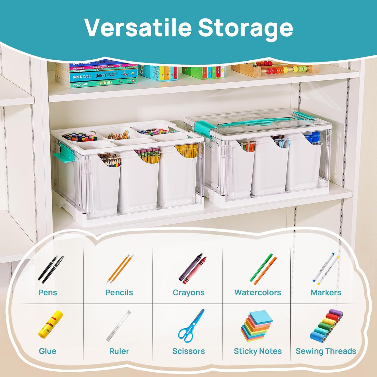 Vtopmart 24 QT Clear Plastic Craft Organizer with Detachable Inserts,1 Pack