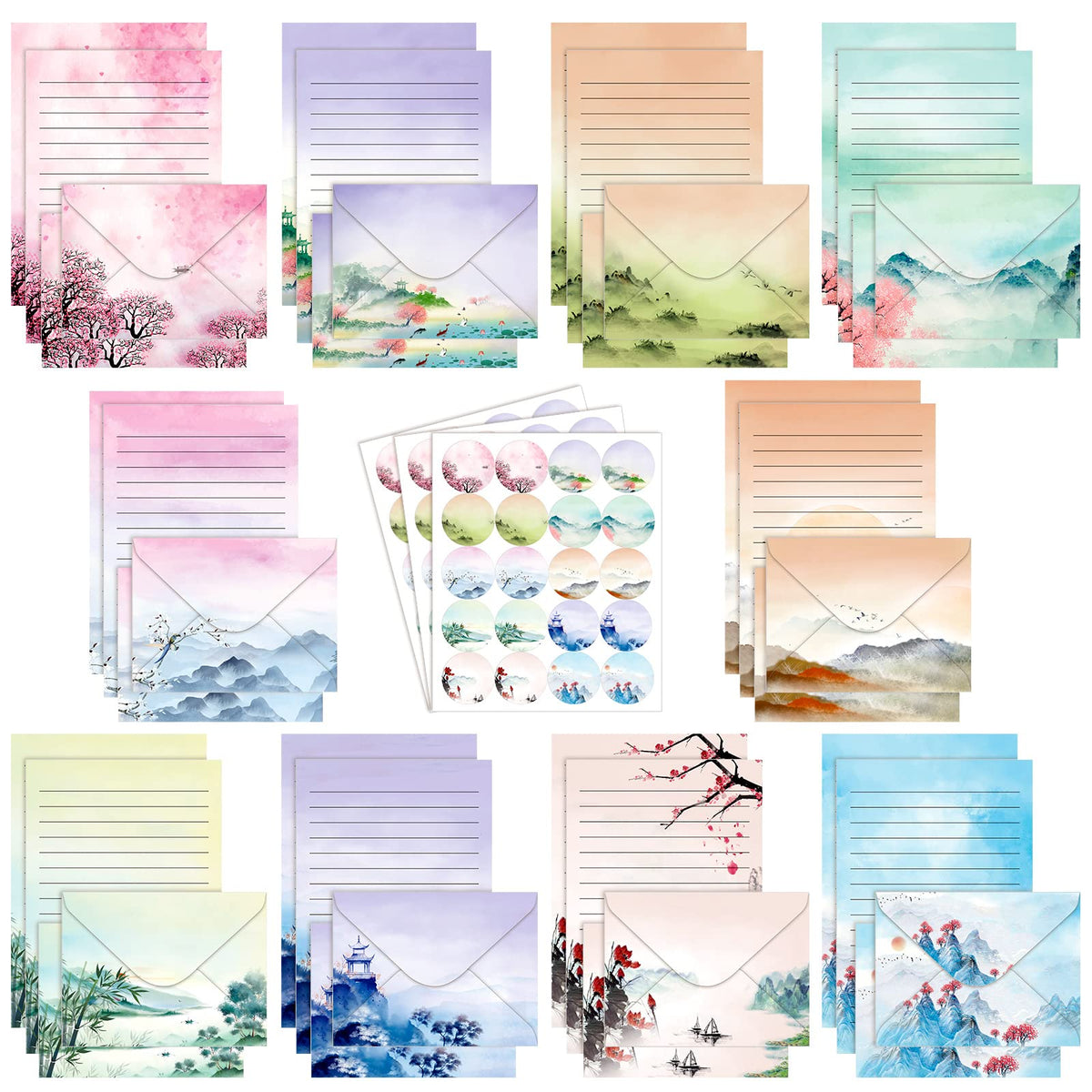TaoBary 160 Pcs Vintage Floral Stationery Paper and Envelopes Set